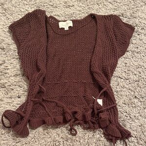 PacSun Brown Knit Open-Front Top